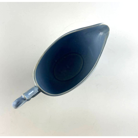 Vtg Vernon Kilns Native California Pottery Ceramic Gravy Boat Blue Leaf Pattern - Picture 4 of 12